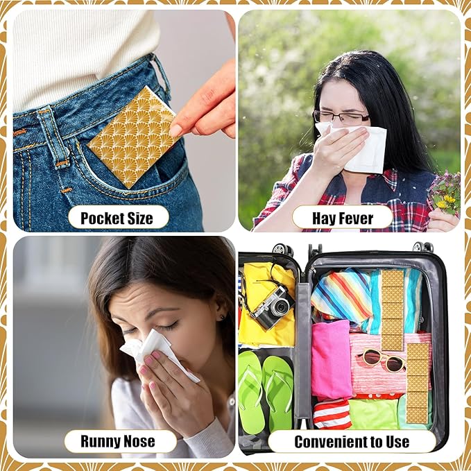 Ctosree 50 Pack Vintage Pocket Tissues Travel Packs Bulk 500 Sheet Small Tissues Pocket Packs Party Favors 3 Ply Mini Travel Size Individual for Allergy Camping
