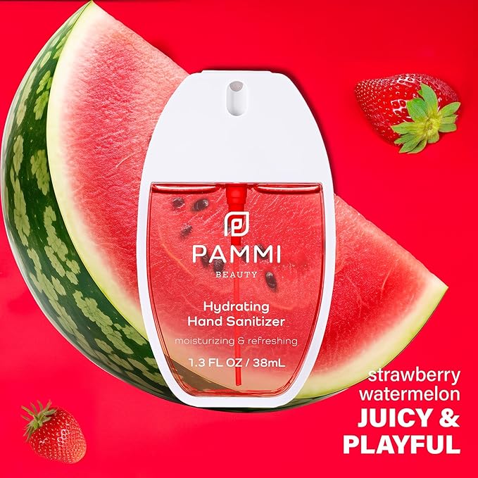 PAMMI Hand Sanitizer Spray Travel Size - Mini Scented Hand Sanitizer Spray Quicky Dry, Pocket Scented Hand Saniztier - 600-Sprays (2 Packs (Strawberry Watermelon))