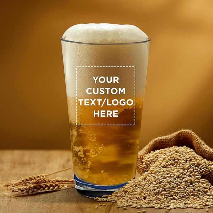 Custom Casale Pint Glass 16 oz. Set of 10, Personalized Bulk Pack - Beer Glasses, Heavy Duty Drinkware - Blue