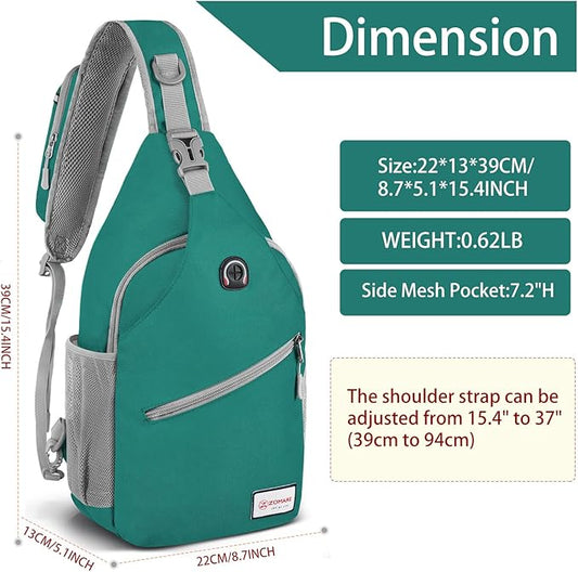 ZOMAKE Sling Bag,Small Crossbody Sling Backpack,Water Resistant Shoulder Daypack for Travel,Anti Thief Chest Bag for Hiking(Army Green(New))