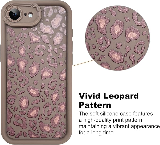 KANGHAR Case for iPhone 16e Leopard Printed Pattern Cute Cheetah Phone Case Soft TPU Shockproof Protective Cover for iPhone 16e 6.1 Inch Brown