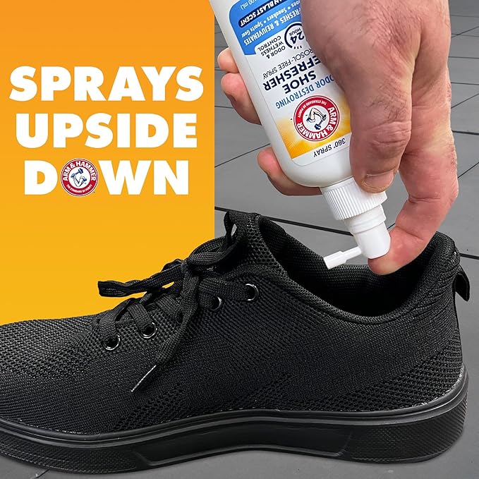 Arm & Hammer Shoe Refresher Spray, Odor Eliminator for Sneakers, 24 Odor & Wetness Control, Aerosol-Free Shoe Deodorizer Spray, Ocean Blast Scent, 3.4 oz, Pack of 2
