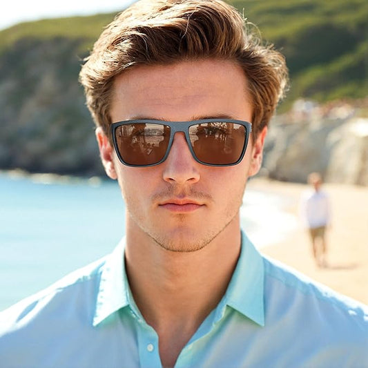 ZENOTTIC Polarized Sunglasses for Men Lightweight TR90 Frame UV400 Protection Square Sun Glasses