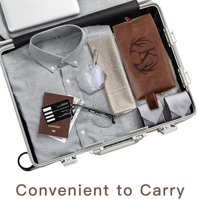 Personalized Travel Toiletry Bag for Men Initial Letter PU Leather Waterproof Shaving Bag for Toiletries Accessories Travel Essentials Storage Bags Fathers Day Birthday Gifts for Men (Y)