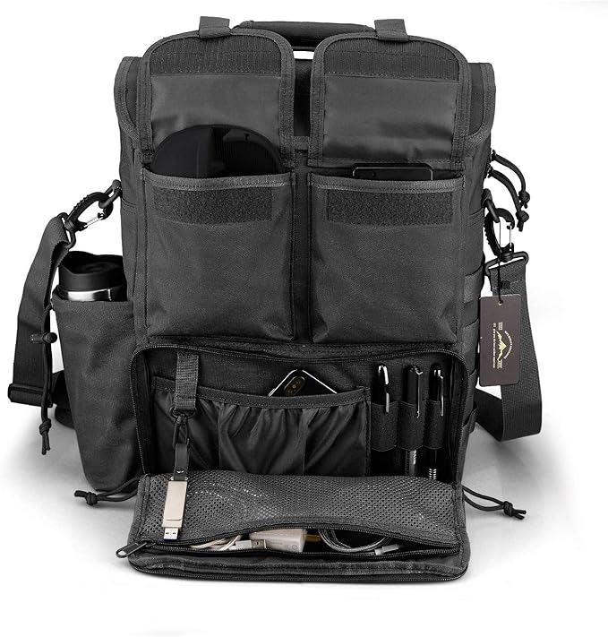 Tactical Messenger Bag Military MOLLE Sling Shoulder Pack Briefcase Laptop Assault Gear Handbags Utility Carry Satchel (Black, 17.3 inch)