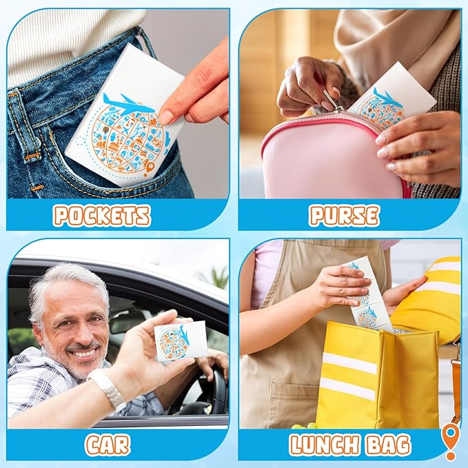 Therwen 100 Pack Pocket Tissues Travel Packs Bulk 1000 Sheet Mini Tissues Bulk 3 Ply Small Travel Size Paper Individual Pocket Size (Journey Theme)