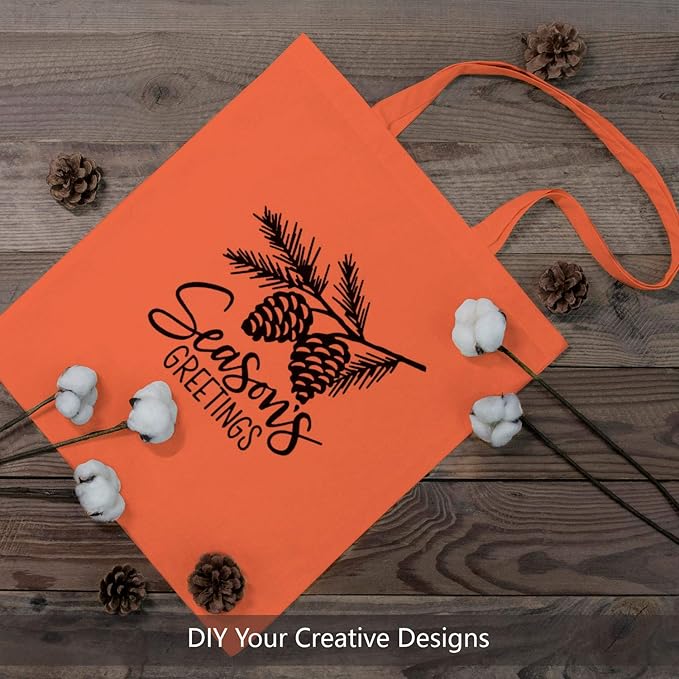 TOPDesign 24-Pack Economical 16"x15" Orange Cotton Tote Bag, Lightweight Medium Reusable Grocery Shopping Cloth Bags, Suitable for DIY, Advertising, Promotion, Gift, Activity