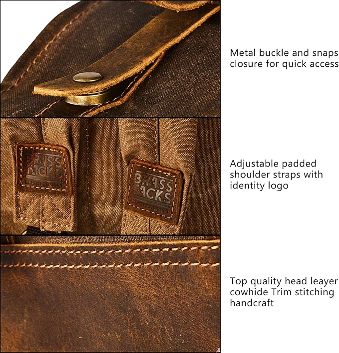 Waterproof Waxed Canvas Shoulder Rucksack Backpack for Men Women Casual Large 15.6 inch laptop Bookbag Brown