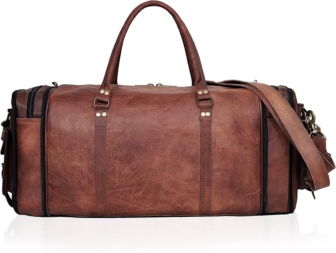 Handmade Vintage Travel Luggage 30 Inch Duffel Gym Sports Bag Weekender Travel Overnight Carry One Duffel Bag For Men (30 inch large)
