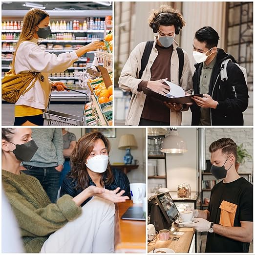 Borje KN95 Face Masks, 100 Pcs Disposable Face Masks, Navy Blue Mask Against PM2.5 from Fire Smoke & Dust Filter Efficiency 95%