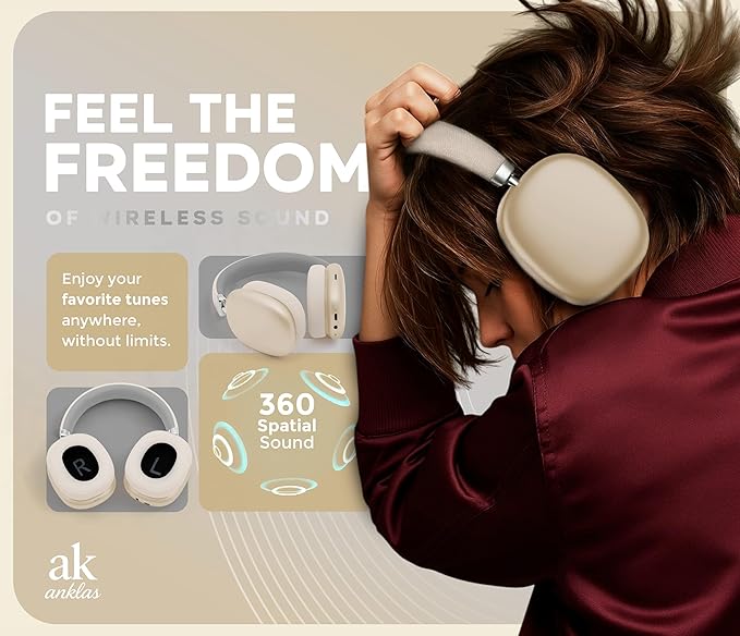 P959 Wireless Gaming Earbuds – Bluetooth 5.3 Stereo Headphones with Mic, Touch Controls, Long Battery, IPX6 Waterproof, Ergonomic for Music, Sports & Travel (Cream Silver)