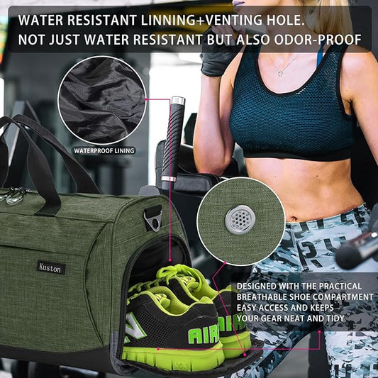 Kuston Sports Small Gym Bag for Men and Women Travel Duffel Bag Workout Bag with Shoes Compartment&Wet Pocket