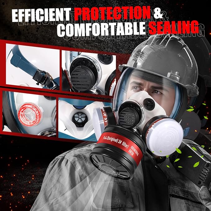 Gas Masks - Gas Masks Survival Nuclear and Chemical with 40mm Activated Carbon Filter&6001CN Filters for Chemical