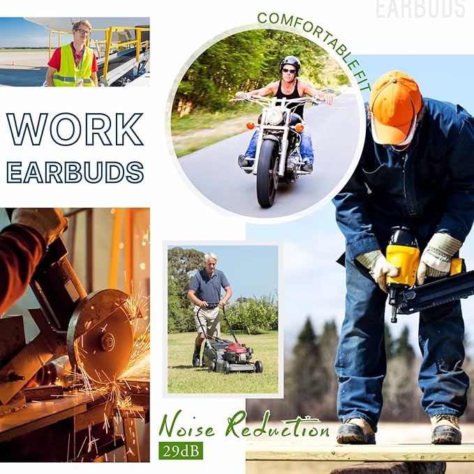 MIPEACE Bluetooth Earplug Headphones, Neckband Wireless Earbuds earplugs-29db Noise Reduction isolating in-Ear earplug Earphones and Controls,IPX5 sweatproof,19+Hour Battery(Yellow & Green)