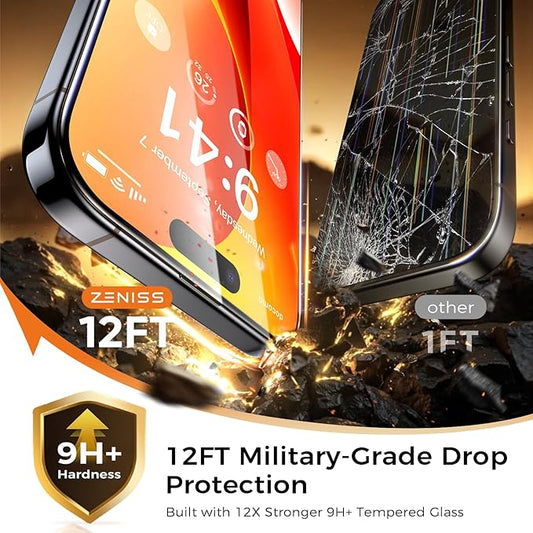 NeverBreak 9H+ Hardness for iPhone 15 Plus Screen Protector 12FT Military Grade Protection (Scratch, Shatter, Drop Resistance) 15Plus Tempered Glass Full Edge Coverage Case Friendly 6.7" 2 Pack