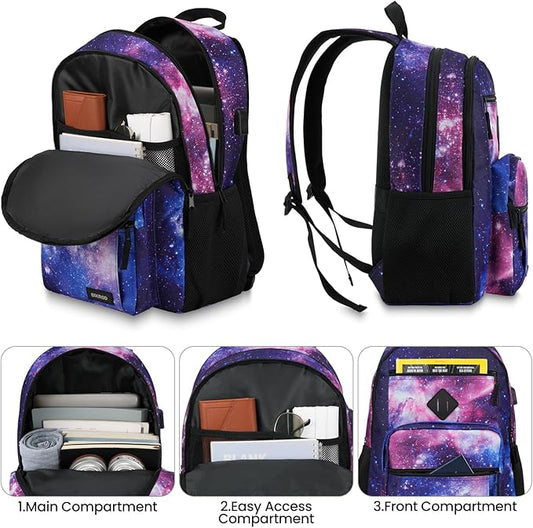 Boys and Girls Backpack for School, Lightweight Casual High School Bookbag, Daily-use Travel Laptop Backpack for Women and Men, Fits 15.6 Inch Notebook