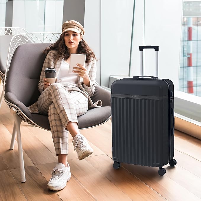 Merax Luggage Sets 3 Piece, Durable Hardshell Suitcase with Double Spinner Wheels and Handle Bags,Lightweight Carry on Luggage with TSA Lock,20+24+28,Black