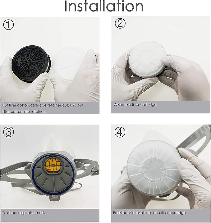 Half Face Reusable Respirator Spray Paint Gas Mask Respiratory Protection Multi-Purpose Dustproof Respirator,Medium(Mask+1 Pack Cartridge)