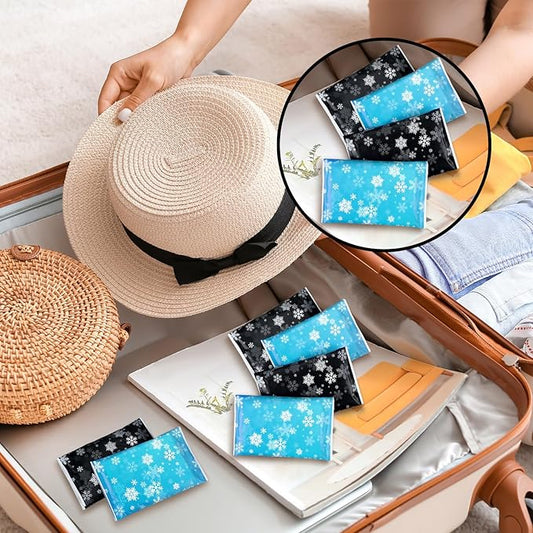 50 Pack Winter Snowflake Pocket Tissues Individual Packs Bulk 3 Ply Blue and Black Wallet Travel Facial Tissues for Winter Party Supplies