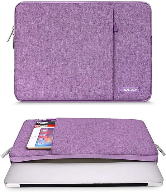 MOSISO Laptop Case 13.3 inch, 13-13.3 inch Laptop Sleeve Compatible with MacBook Air/Pro 13 / Pro 14, HP Dell ASUS Lenovo Notebook, Polyester Vertical Computer Sleeve Bag with Pocket, Light Violet