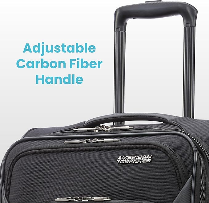 American Tourister 4 KIX 2.0 Softside Expandable Luggage with Spinners, Black, 3PC (CO/MED/LG)