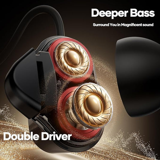 LINKLIKE Neckband Bluetooth Earbuds Wireless, Sports Earphones with 100H Playtime, HD Sound with 4 Drivers, Earbuds Around Neck Secure Fit IPX7 Waterproof for Running,Gym,Workout-Red