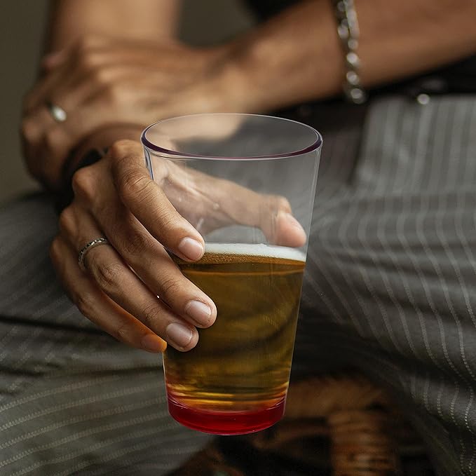 Libbey Pint Glass 16 oz. Set of 10, Bulk Pack - Beer Glasses, Heavy Duty Drinkware - Red