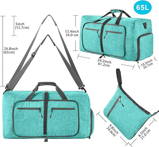 Vomgomfom Travel Duffle Bag for Men,65L 85L 115L Foldable Travel Duffel Bag with Shoes Compartment Overnight Bag for Men Women