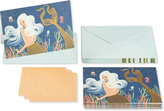 Papyrus Blank Cards with Envelopes, Mermaid (14-Count)