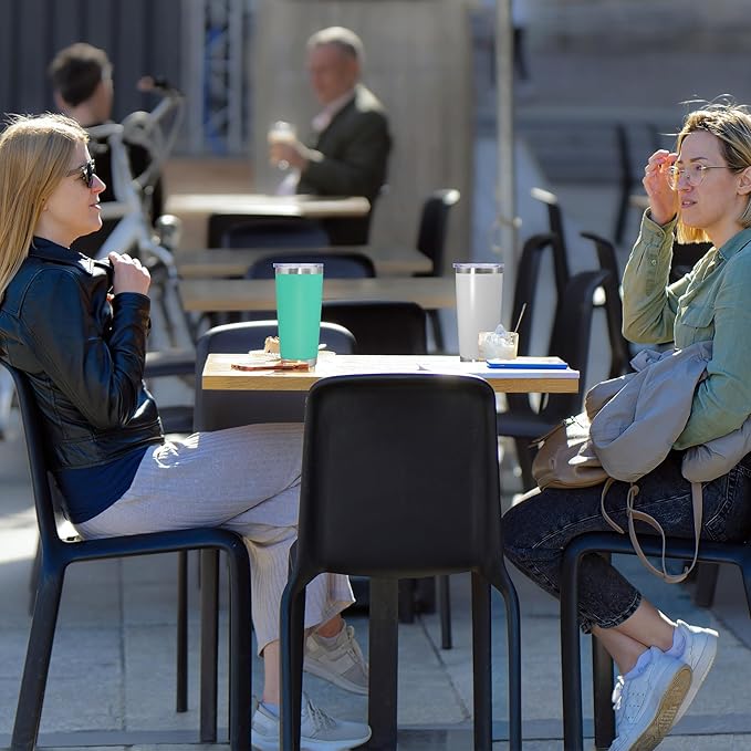 20 oz Tumbler Coffee Tavel Tumblers Bulk with Lid Stainless Steel Double Wall Vacuum Insulated Mug Powder Coated Cups fit Car Cupholder for Hot and Cold - Light Blue, 4Pack