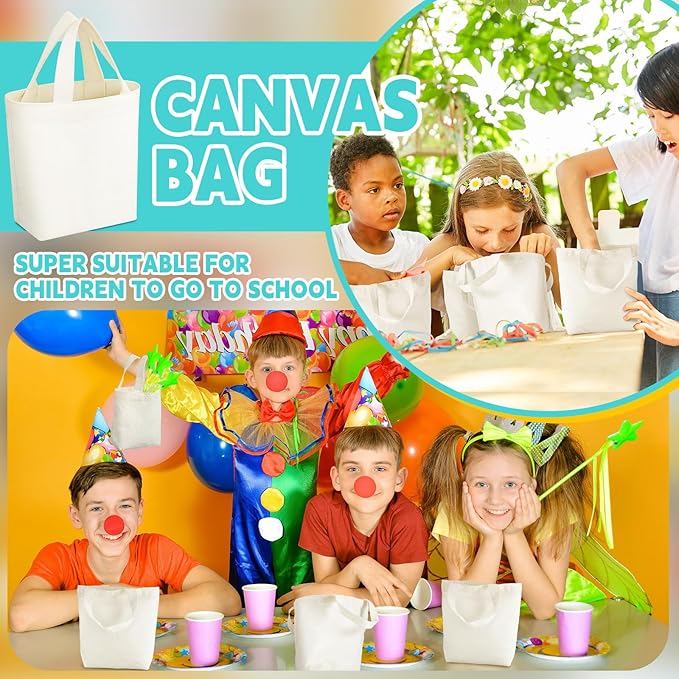 Amylove 12 Pcs Mini Tote Bag Sublimation Blank Canvas Tote Bags Reusable Grocery Luggage DIY Sack Goody for Party Even (6.5 x 6 Inch,Natural Color)