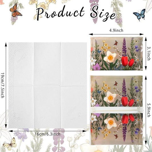 Geyee 50 Packs Facial Tissue Travel Packs Disposable Pocket Tissues for Wedding Guest Travel School Purse Home Supplies, 500 Sheets 3 Ply(Retro Flower)