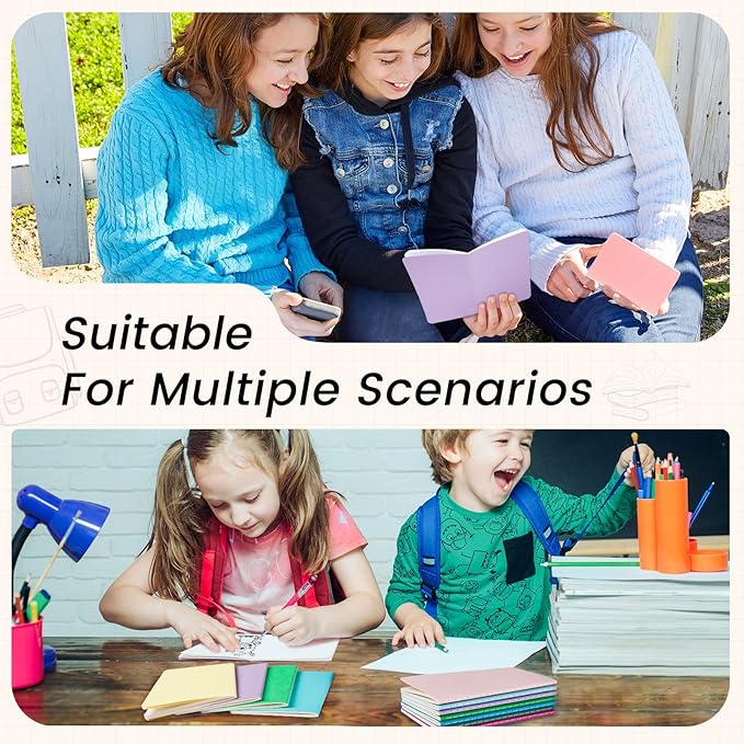 Oucaru 64PCS Mini Notebooks Bulk, 3.5" x 5.5", 16 Color, 60 Pages Lined Paper Small Pocket Notebook Set, Mini Journal Memo Notepads for Kids, Students, Traveler, School Office Supplies