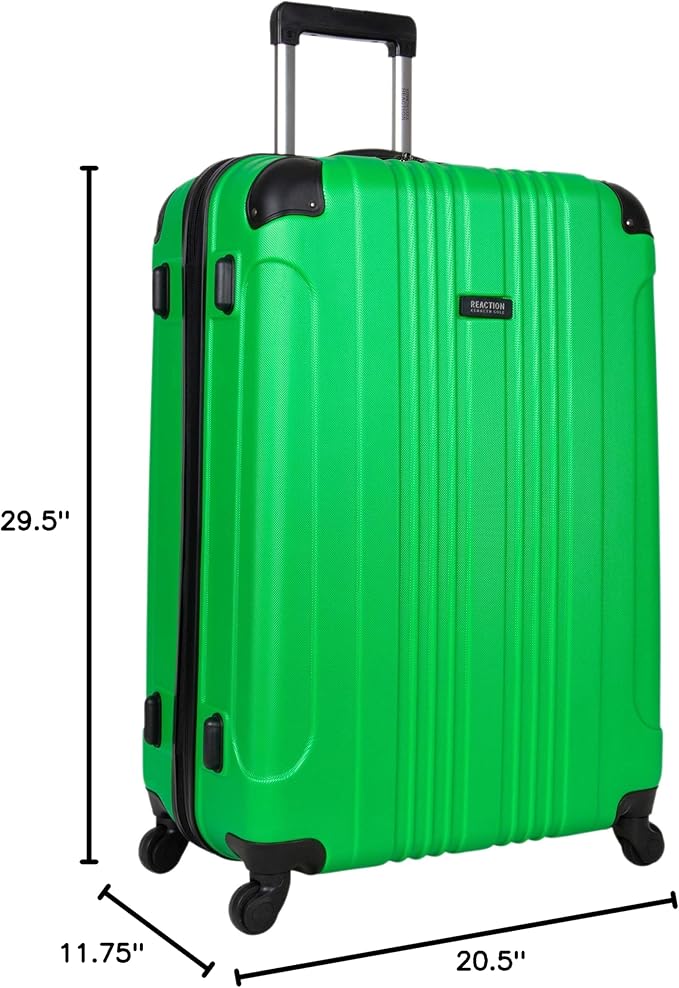 Kenneth Cole REACTION Out of Bounds Lightweight Hardshell 4-Wheel Spinner Luggage, Kelly Green, 28-Inch Checked