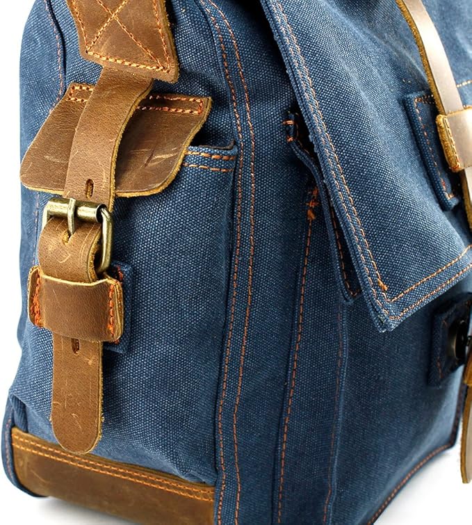 Messenger Bag for Laptop Vintage Canvas Leather Crossbody Satchel Shoulder Computer Bag Travel Office Messenger Bag