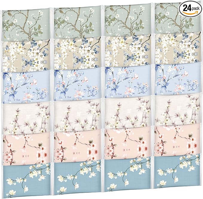 24 Packs Travel Size Tissue Pocket Slim Pack Facial 3 Ply Wallet Size Pocket Tissues for Travel Wedding Party Favors, 6 Styles(Colored Flowers)
