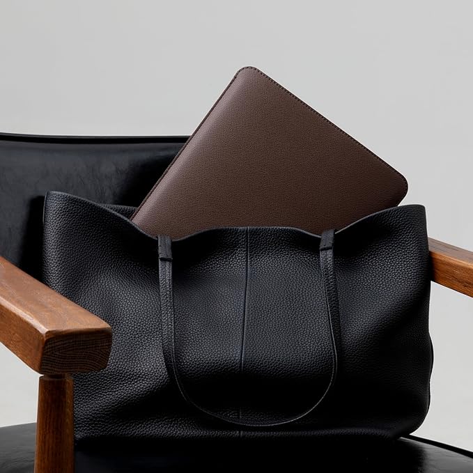 Comfyable Slim Laptop Sleeve 16 Inch Compatible for MacBook Pro 16-Inch M4 M3 M2 Pro/Max 2024, Faux Leather Protective 16-in Mac Cover Case, Coffee