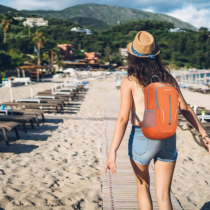 ZOMAKE Ultra Lightweight Packable Backpack 25L, Foldable Hiking Backpacks Water Resistant Small Folding Daypack for Trave(Pastel orange)