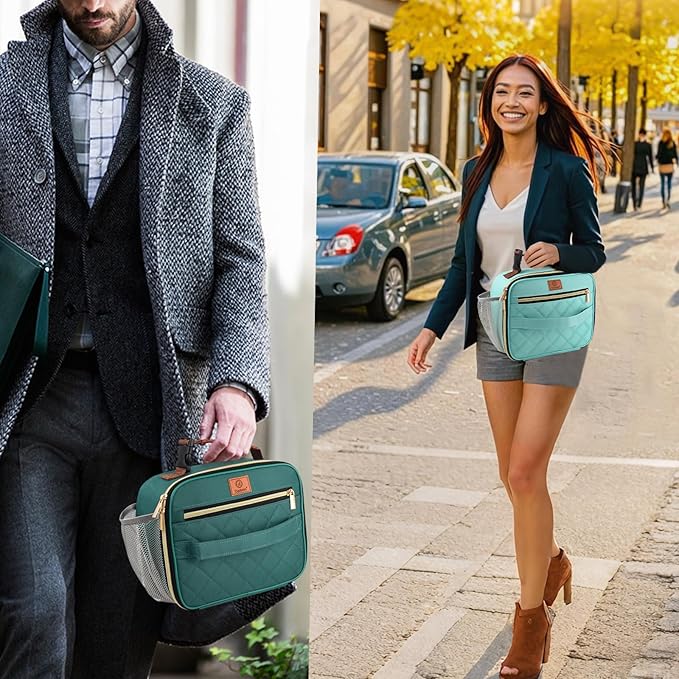 Genteen Lunch Box for Men Women Adults Kids - Insulated LunchBox Reusable, Zip Closure & Buckle Handle, Portable Cooler for Work, School, Travel (Light Green)