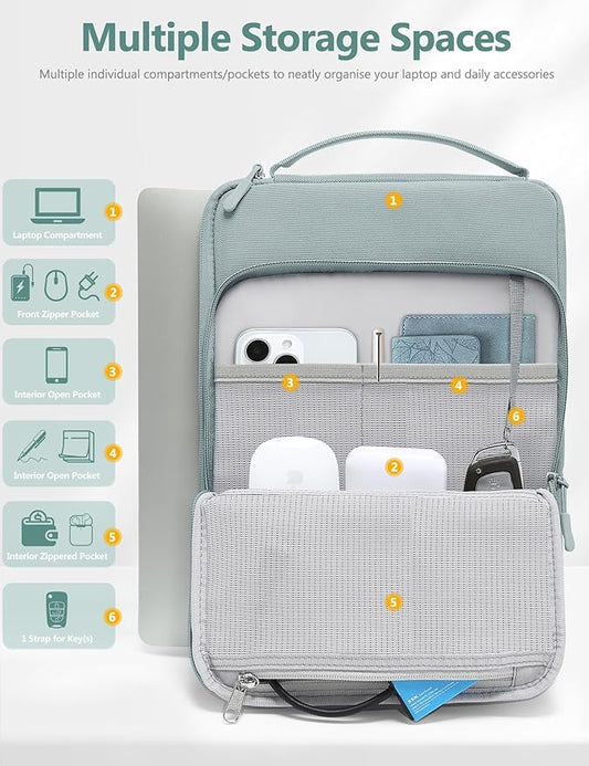 HYZUO 14-15 Inch Laptop Bag Sleeve for MacBook Air 15 M4 M3 M2, MacBook Pro 15, XPS 14/15 Plus, 15" Surface Laptop, Notebook Case for 14" Dell HP Lenovo ThinkPad Asus Huawei, Ash Blue