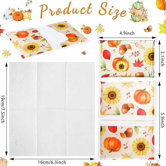 24 Packs Travel Size Tissue Pocket Slim Pack Facial 3 Ply Wallet Size Pocket Tissues for Travel Wedding Party Favors, 6 Styles(Leaf)