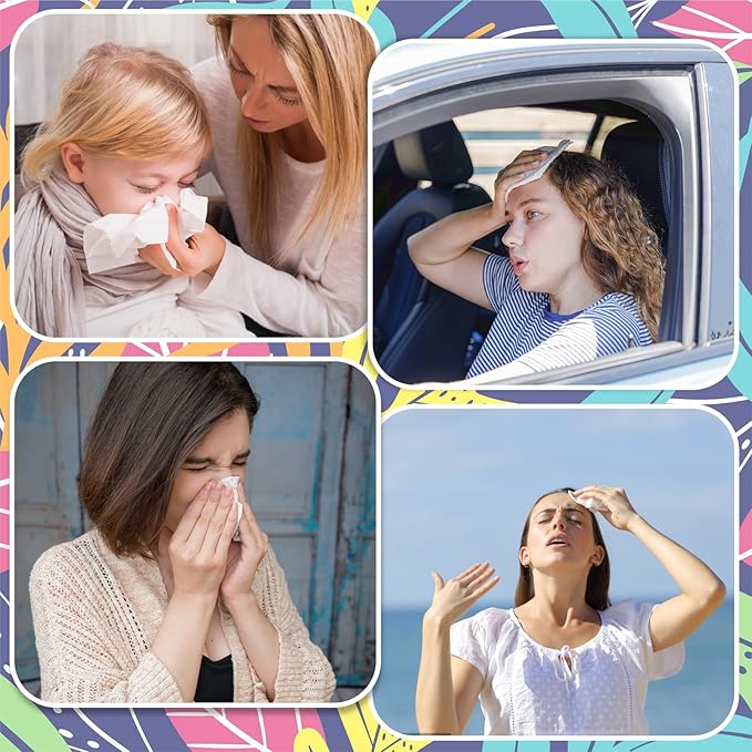 Jollidecor 50 Packs Soft Portable Tissues 4 Ply Pocket Facial Tissues Bulk 500 Sheets Travel Size Tissues Individual Strong and Absorbent Flower Style Tissue for Home Bag Pocket Car Wedding Gifts