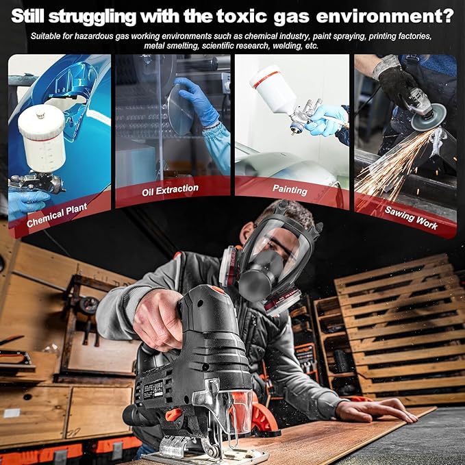 Full Face Respirator Mask - Gas Mask with Filter Cartridges for Painting, Sanding, Asbestos, Fume, Resin and Dust