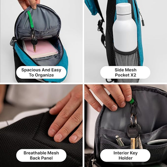 |Not Made In China| Crossbody Sling Backpack, Sling Bag For Travel and Hiking, Anti-Theft Chest Bag