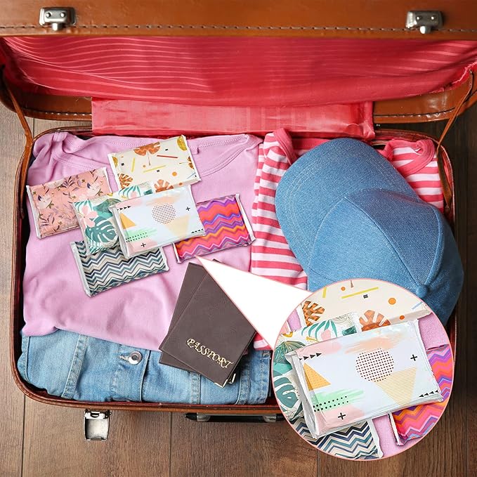 24 Packs Travel Size Tissue Pocket Slim Pack Facial 3 Ply Wallet Size Pocket Tissues for Travel Wedding Party Favors, 6 Styles(Geometry)