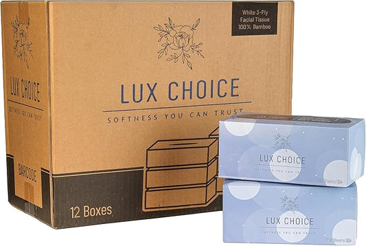 Bamboo Facial Tissues – 130 Tissues, 3 Ply,12 Boxes (1560 Total), Ultra Soft, Eco-Friendly & Hypoallergenic – for Home, Baby Care & Sensitive Skin
