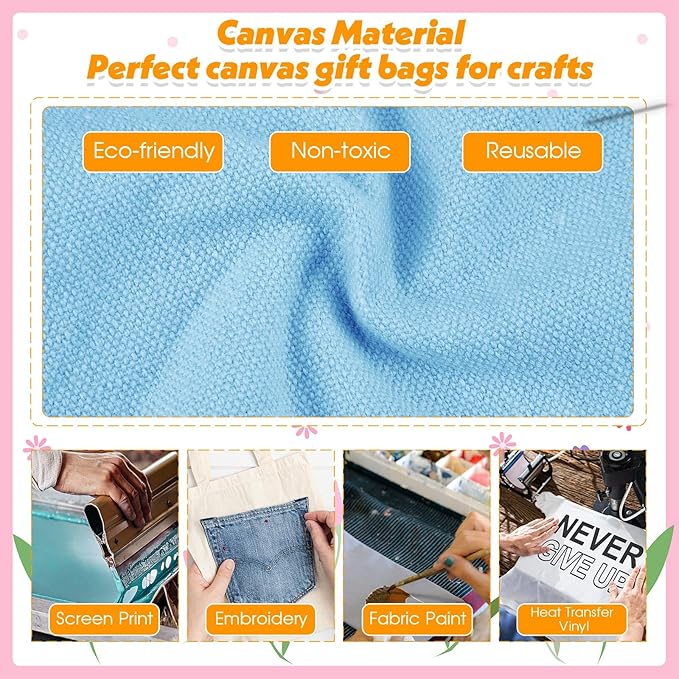 Amylove 12 Pcs Mini Tote Bag Sublimation Blank Canvas Tote Bags Reusable Grocery Luggage DIY Sack Goody for Party Even (9 x 8 Inch,Vibrant Color)