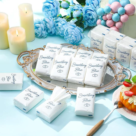 50 Pcs Something Blue Before I Do Tissues for Bridal Shower 3 Ply Tissues Travel Size Individual Packs Wedding Favors Pocket Paper for Women Girl Party Favor Bachelorette Engagement Wedding Party