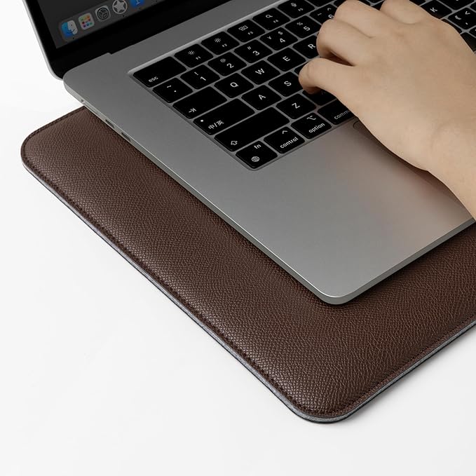 Comfyable Laptop Sleeve 15 Inch Precisely Compatible with MacBook Air 15" M4 2025 A3241 & M3 2024 A3114 & M2 2023 A2941, Faux Leather Cover Case, Coffee