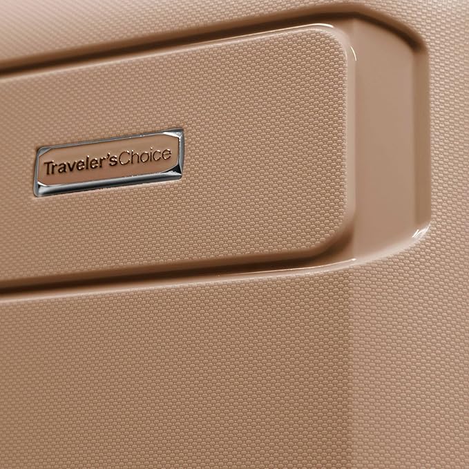 Traveler's Choice Pagosa Indestructible Hardshell Expandable Spinner Luggage, Latte Beige, 22-Inch Carry-on